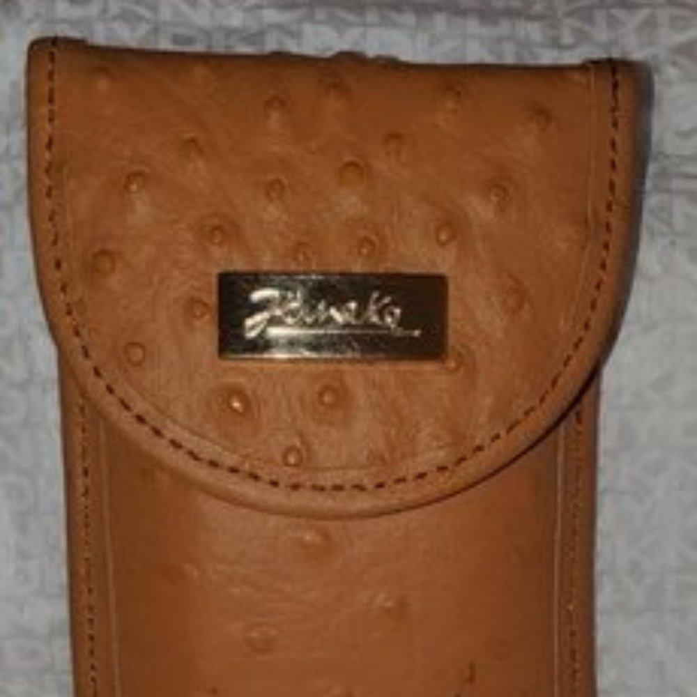 janeke comb and mirror set in leather case